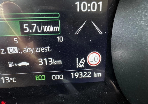 Toyota Yaris cena 86000 przebieg: 19300, rok produkcji 2022 z Koluszki małe 596